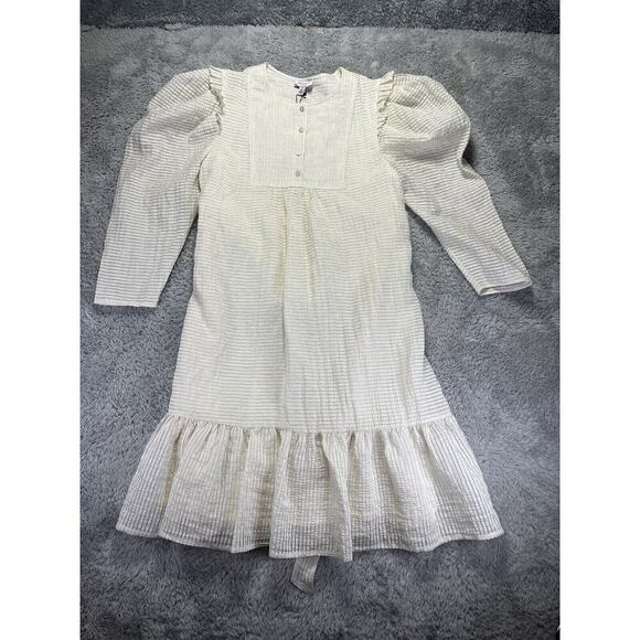NWT Current Air Anthropology Mini Dress Shift Cottagecore Peasant Small Ivory - Picture 5 of 12